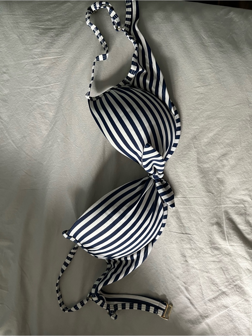 Xhilaration Navy and White Striped Bikini Top